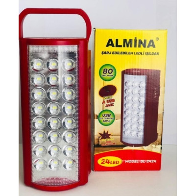 Ліхтар переносний світлодіодний з повербанком Volk 24 LED, ЗУ 220V, змінний акумулятор 6v power bank Almino ALFARID