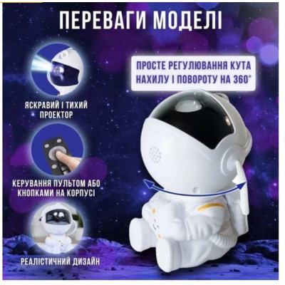 Нічник-проектор Астронавт зоряне небо 8 режимів проекцій
