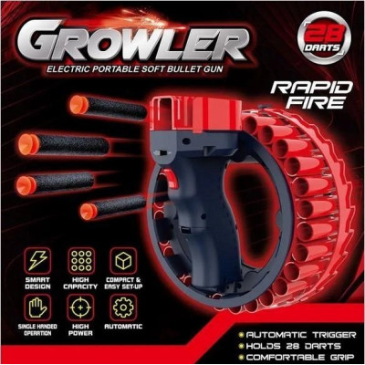 Іграшкова зброя Growler на 28 набоїв. домашній тир, автоматичний бластер кулемет