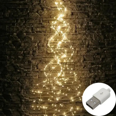 Гірлянда Кінський хвіст (Пучок) USB 400 Led 20 ниток 2м/Теплий білий