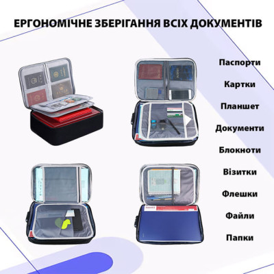 Органайзер для документів — сумка з кодовим замком, дорожній кейс для документів та гаджетів чорного кольору Органайзер для документів — сумка з кодовим замком, дорожній кейс для документів та гаджетів чорного кольору