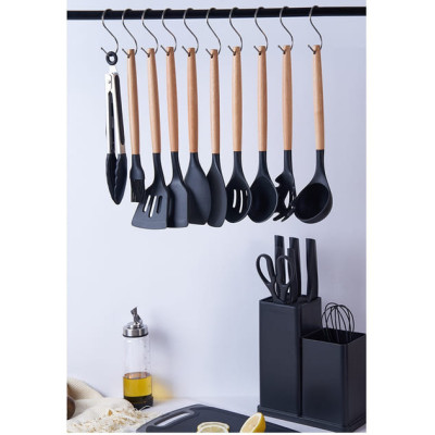 Набір кухонного приладдя 19 предметів Kitchen Set чорний колір Набір кухонного приладдя 19 предметів Kitchen Set чорний колір