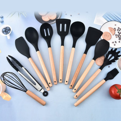 Набір кухонного приладдя 19 предметів Kitchen Set чорний колір Набір кухонного приладдя 19 предметів Kitchen Set чорний колір