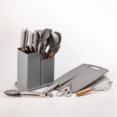 Набір кухонного приладдя 19 предметів Kitchen Set сірий колір