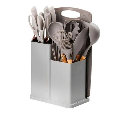 Набір кухонного приладдя 19 предметів Kitchen Set сірий колір Набір кухонного приладдя 19 предметів Kitchen Set сірий колір