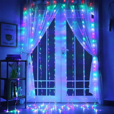 Гірлянда водопад 240 LED, 3*2 м, мульти, перемикач режимів.