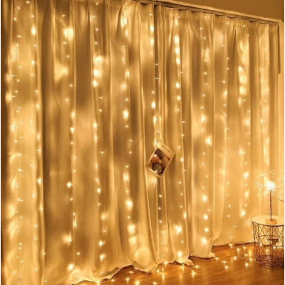 Гірлянда водопад 240 Led, 3*2 м, теплий білий. Перемикач режимів