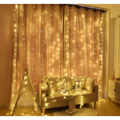 Гірлянда водопад 240 Led, 3*2 м, теплий білий. Перемикач режимів