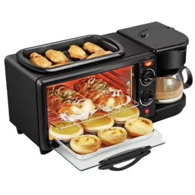 Піч електрична 3 в 1 R 53О8 електропіч 12 л міні духовка 2500W, Чорна (духовка, скоровода, кавоварка )