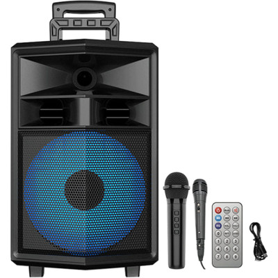 Портативна колонка ZQS-12130, Bluetooth, караоке, micro SD, мапа, aux, usb 2 мікрофони