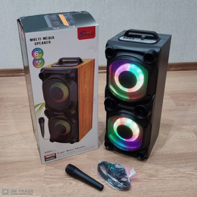Колонка акустична акумуляторна з сабвуфером, дротовим мікрофоном, USB, SD, FM, AUX, Bluetooth, світломузикою та ручкою 15ват*2шт, 55см*25см*22см ZQS6226 Колонка акустична акумуляторна з сабвуфером, дротовим мікрофоном, USB, SD, FM, AUX, Bluetooth, світломузикою та ручкою 15ват*2шт, 55см*25см*22см ZQS6226