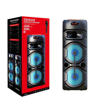 Колонка акустична акумуляторна без дротовим мікрофоном, пультом, USB, SD, FM, AUX, Bluetooth, світломузикою, ручкою та на колесах, 20ват*2шт, 80см*27.5см*27.5см ZQS8220S Колонка акустична акумуляторна без дротовим мікрофоном, пультом, USB, SD, FM, AUX, Bluetooth, світломузикою, ручкою та на колесах, 20ват*2шт, 80см*27.5см*27.5см ZQS8220S