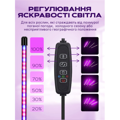 Світлодіодна фітолампа з 4 гнучкими лампами для квітів і розсади Світлодіодна фітолампа з 4 гнучкими лампами для квітів і розсади