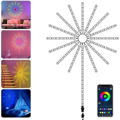 Настінне RGB LED підсвічування з ефектом феєрверку, Bluetooth управління, USB гірлянда
