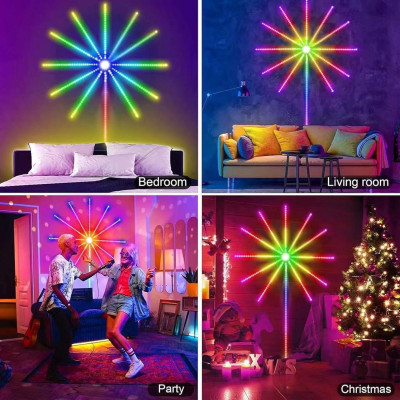Настінне RGB LED підсвічування з ефектом феєрверку, Bluetooth управління, USB гірлянда