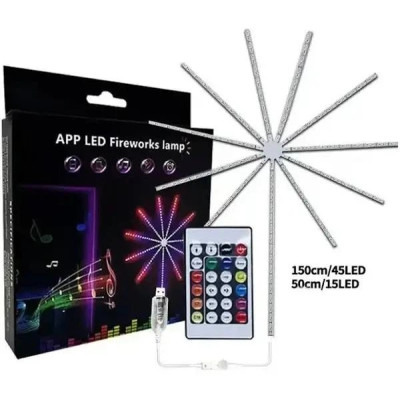 Настінне RGB LED підсвічування з ефектом феєрверку, Bluetooth управління, USB гірлянда