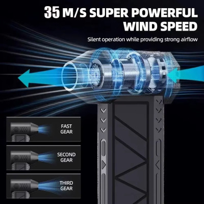 Компактна акумуляторна повітродувка для ПК та авто, USB, 5000 mAh з турбовентилятором і підсвіткою