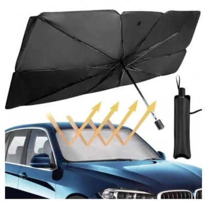 Складаний автоекран-парасолька від сонця на лобове скло 130x75 см, чорний