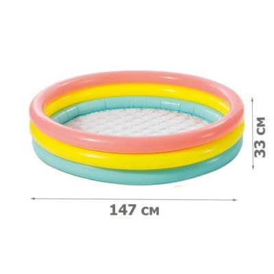 Круглий надувний басейн для дітей 147×33 см 335л з м’яким дном INTEX 57422