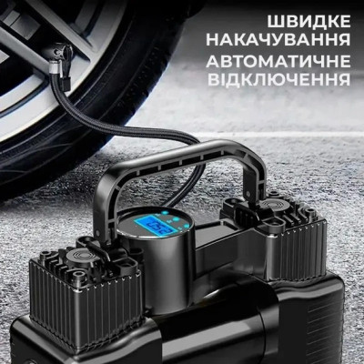 Автомобільний міні-компресор для підкачування шин із цифровим екраном та автоматичною зупинкою