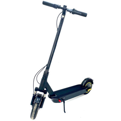 Чорний складаний електросамокат Scooter для міста з амортизацією спереду і посиленою рульовою колонкою