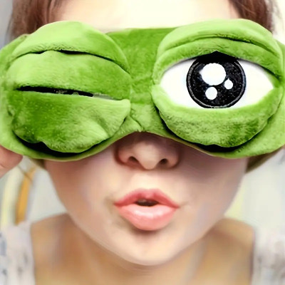 М'яка плюшева маска для сну 3D жабеня зелене