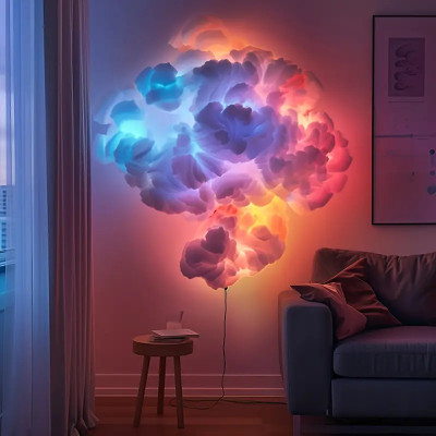 Декоративний світильник 2D+3D Хмара з LED гірляндою