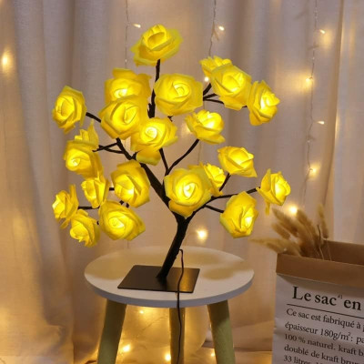 Світильник-дерево Bonsai Роза світлодіодний 35 см, тепле світло, 220V