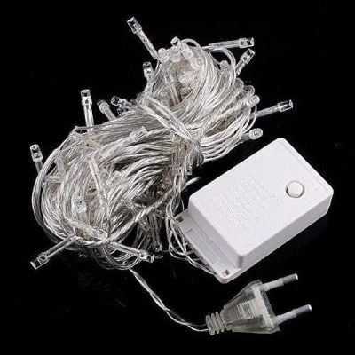 Світлодіодна гірлянда на ялинку, 12м, 100 LED, 220 V, прозорий провід, теплий білий