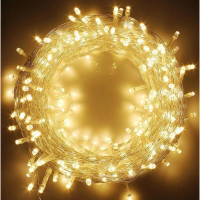 Світлодіодна гірлянда на ялинку, 12м, 100 LED, 220 V, прозорий провід, теплий білий