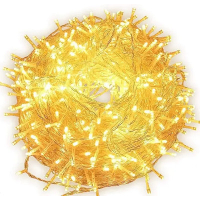 Світлодіодна гірлянда на ялинку, 12м, 100 LED, 220 V, прозорий провід, теплий білий