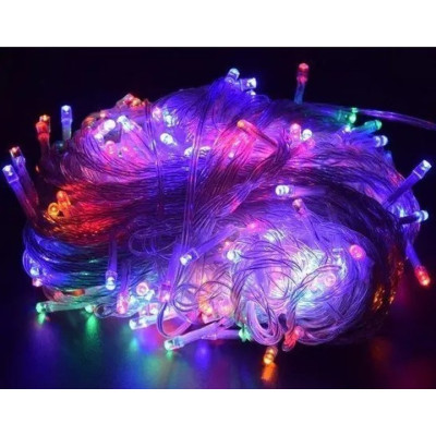 Світлодіодна гірлянда на ялинку, 12м, 100 LED, 220 V, прозорий провід, мульти
