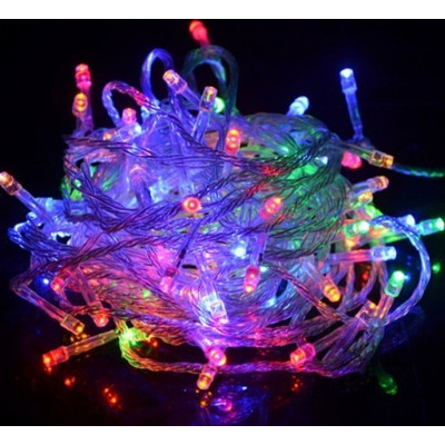 Світлодіодна гірлянда на ялинку, 12м, 100 LED, 220 V, прозорий провід, мульти