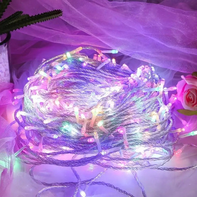 Світлодіодна гірлянда на ялинку, 12м, 100 LED, 220 V, прозорий провід, мульти