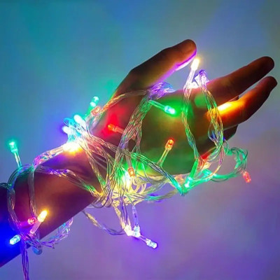 Світлодіодна гірлянда на ялинку, 12м, 100 LED, 220 V, прозорий провід, мульти