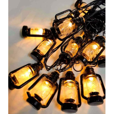 Світлодіодна гірлянда «Ретро ліхтарики» 4,5м, 20 LED, USB, чорний провід, Теплий білий