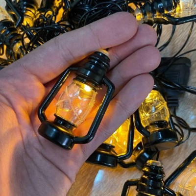 Світлодіодна гірлянда «Ретро ліхтарики» 4,5м, 20 LED, USB, чорний провід, Теплий білий