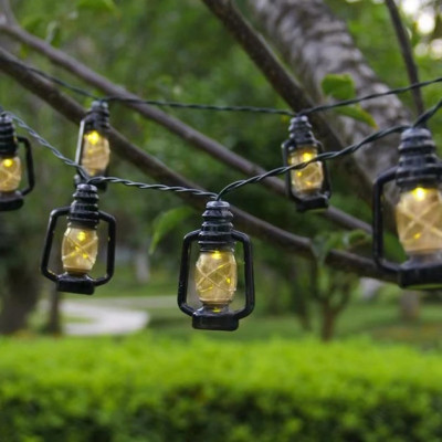 Світлодіодна гірлянда «Ретро ліхтарики» 4,5м, 20 LED, USB, чорний провід, Теплий білий