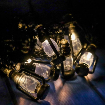 Світлодіодна гірлянда «Ретро ліхтарики» 4,5м, 20 LED, USB, чорний провід, Теплий білий