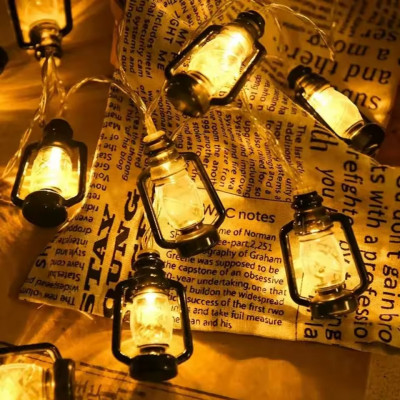 Світлодіодна гірлянда «Ретро ліхтарики» 4,5м, 20 LED, USB, чорний провід, Теплий білий