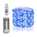 Гірлянда роса нитка 10 метрів USB 100 LED RGB з пультом, синій