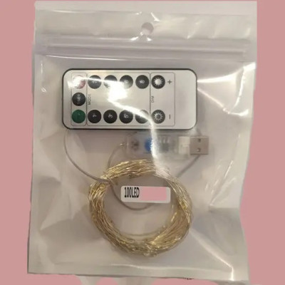 Гірлянда роса нитка 10 метрів USB 100 LED RGB з пультом, синій