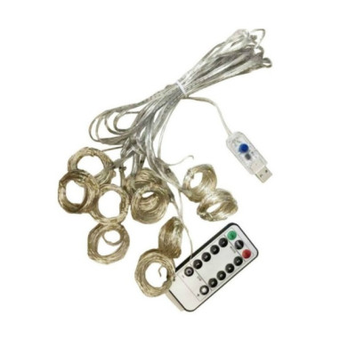 Світлодіодна гірлянда-штора «Роса» з пультом, USB, 3×3 м, 10 рядів, 300 LED, білий