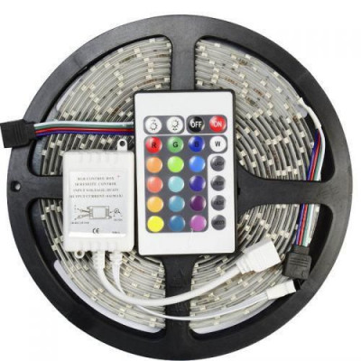 Світлодіодна Стрічка LED 5 м SMD 3528 RGB з пультом та блоком живлення гірлянда Світлодіодна Стрічка LED 5 м SMD 3528 RGB з пультом та блоком живлення гірлянда