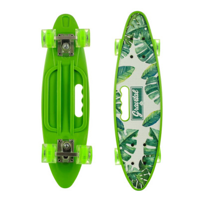 Скейт Пенніборд (Penny Board) з сяючими колесами і ручкою "Ліс" (Уцінка- без коробки)
