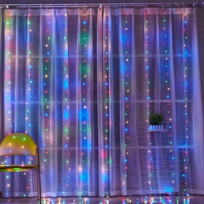 Гірлянда водоспад вуличний Мульти 480 LED діодів (прозорий провід 3*2м 20 ниток)
