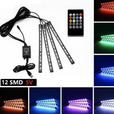 Універсальна світлодіодний RGB led підсвічування салону з мікрофоном для автомобіля