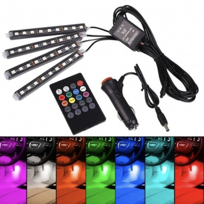Універсальна світлодіодний RGB led підсвічування салону з мікрофоном для автомобіля Універсальна світлодіодний RGB led підсвічування салону з мікрофоном для автомобіля