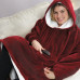 Бордовий Плед Толстовка з Капюшоном і Руковами Hoodie 3-в-1 Плед з Руковами Двосторонній Теплий Худі Халат Домашній