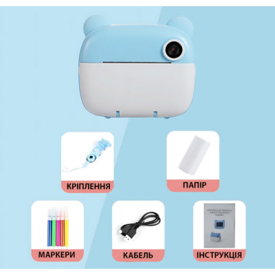 Дитячий фотоапарат миттєвого друку Diy instant Digital Camera Синій Дитячий фотоапарат миттєвого друку Diy instant Digital Camera Синій